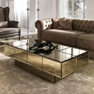 Mirage Gold Mirror Block Grid Coffee Table - Image 1