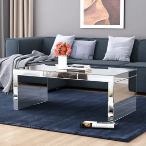 Sleek Deco Modern Silver Mirrored Center Table - Image 1