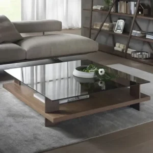 Modern Polish Light Brown Glass Top Center Table - Image 1