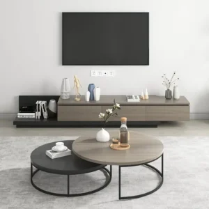 Linear Nesting Dual-Tone Modern Center Table - Image 1