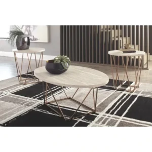 Geometric Prism Marble Top Center Table Set - Image 1