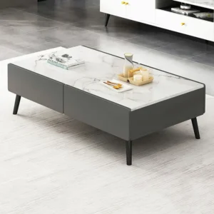 Nordic Marble Inlay Minimalist Coffee Table - Image 1