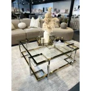 Palace Square Glass & Gold Luxury Table - Image 1