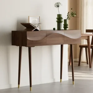 Polish Modern tural Walnut Wave Console Table - Image 1