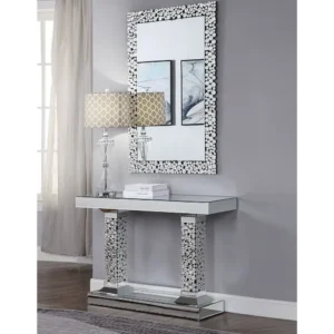 Classic Deco Crystal Inlay Mirrored Console and Mirror Set - Image 1