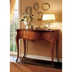 Classic Victorian Inlay Wood Entryway Console - Image 1