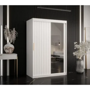 Monochrome Slatted Sliding Door Wardrobe - Image 2