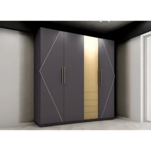 Royal Amethyst Geometric Gold Accent Wardrobe - Image 1