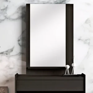 Chic Minimalist Dark Brown Lamited Dressing Table with Large Rectangular Mirror - Image 3