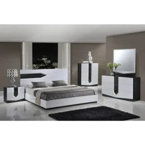 Monochrome Horizon Modern High Gloss Deco Bed - Image 1