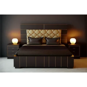 Gilded Noir Quilted Leather Luxury Bed - Image 1