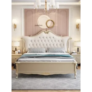 Royal Crest Champagne Velvet Luxury Bed - Image 1