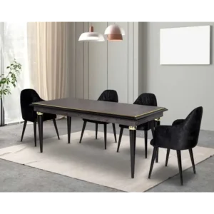 Obsidian Gold Trim Modern Dining Set - Image 1