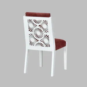 Nordic White Minimalist Dining Set with Crimson Velvet Accents - Image 2