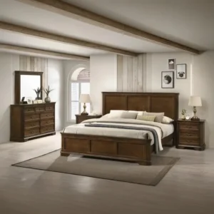 Classic Solid Wood Polish Bed with Traditiol Carved Details - Image 1