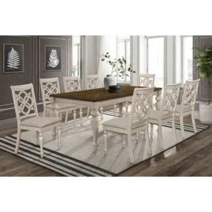 Royal Deco Orte White Dining Set with Carved Legs - Image 1