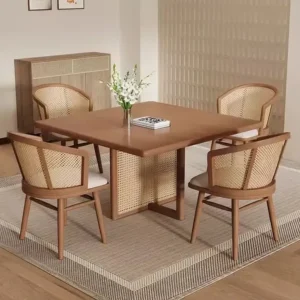 Nordic tural Oak Square Rattan Set - Image 1