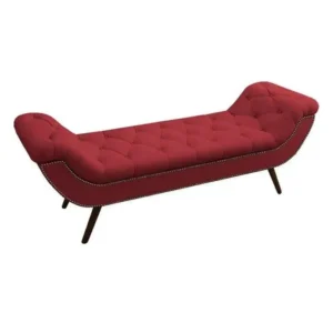 Classic Tufted Maroon Velvet Settee with Curved Arms & Studded Detail - Image 1