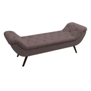 Classic Tufted Maroon Velvet Settee with Curved Arms & Studded Detail - Image 2