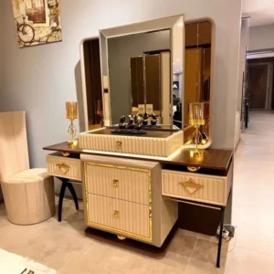 Luxury Turkish Beige Velvet Bed with Vertical Tufted Headboard - Image 2