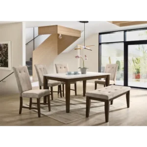 Metropolitan Duo-Tone Dining Set with Bench - Image 1