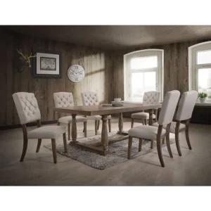 Artisan Rustic Oak Tufted Dining Collection - Image 1