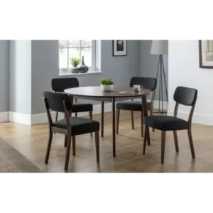 Mid-Century Espresso Round Dining Set with Black Velvet - Image 1