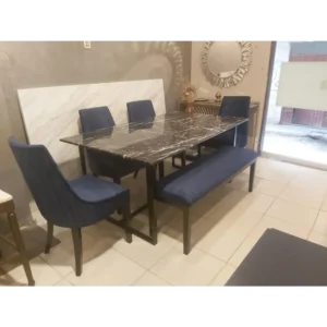 Urban Modern Black Marble & vy Bench Set - Image 1