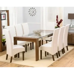 Metropolitan Glass Top Walnut Dining Set - Image 1