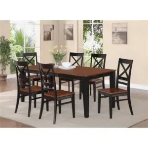 Country Style X-Back Dark Brown Dining Set - Image 1