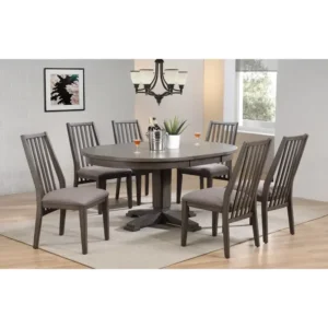Grey Pedestal Base Oval Dining Collection - Image 1