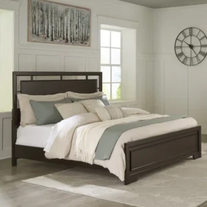 Paneled Headboard Classic Dark Brown Polished Solid Wood Bedroom Set - Image 2