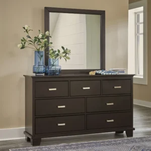 Paneled Headboard Classic Dark Brown Polished Solid Wood Bedroom Set - Image 3