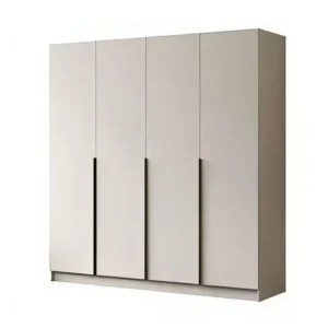 Minimalist 4-Door Wardrobe in Pure White with Recessed Vertical Grips – Deco Design - Image 1