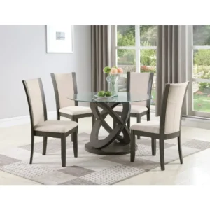 Contemporary Infinity Base Glass Round Dining Set - Image 1