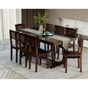 Industrial Slatted Mahogany Large Rectangular Dining Table - Image 1