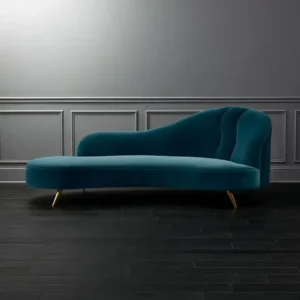 Minimalist Teal Wave Modern Low-Profile Chaise - Image 1