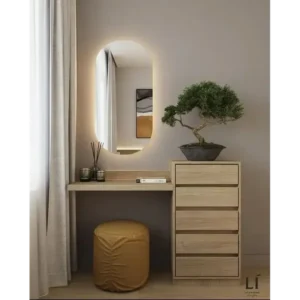 Nordic Zen Minimalist Light Oak Vanity Desk - Image 1