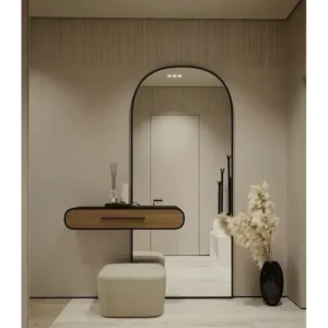 Floating Arc Modern Entryway Console and Mirror - Image 1