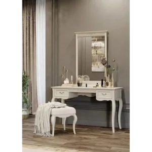 Parisian Chic Carved White Vanity Desk - Image 1