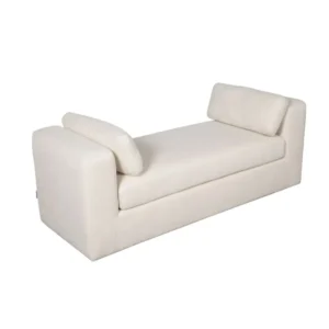Symmetrical Bolster Cushions Minimalist White Leather Rite Settee - Image 2