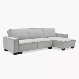 Trendy L-Shaped Grey Fabric Sectiol Sofa with Black Legs - Image 2