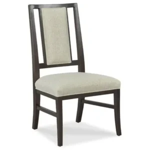 Classic Grey Jute Upholstered Dining Chair with Dark Brown Wood Frame - Image 1
