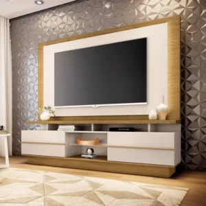 Contemporary LCD Floor Unit with Wood Grain Back Panel & LED Accents - Image 1