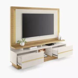 Contemporary LCD Floor Unit with Wood Grain Back Panel & LED Accents - Image 3