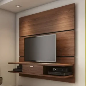 Classic Walnut Grain Horizontal Slat TV Panel - Image 1