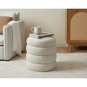 Cloud Boucle Tiered Round Pouffe Ottoman - Image 1