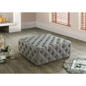 Slate Grey Square Chesterfield Large Footstool - Image 1