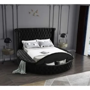 Grand Tufted Regency Round Bed with Wingback Headboard - Image 3