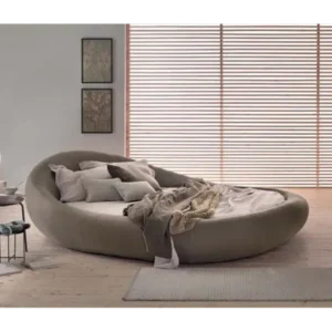 Pebble Stone Modern Low-Profile Round Lounge Bed - Image 1